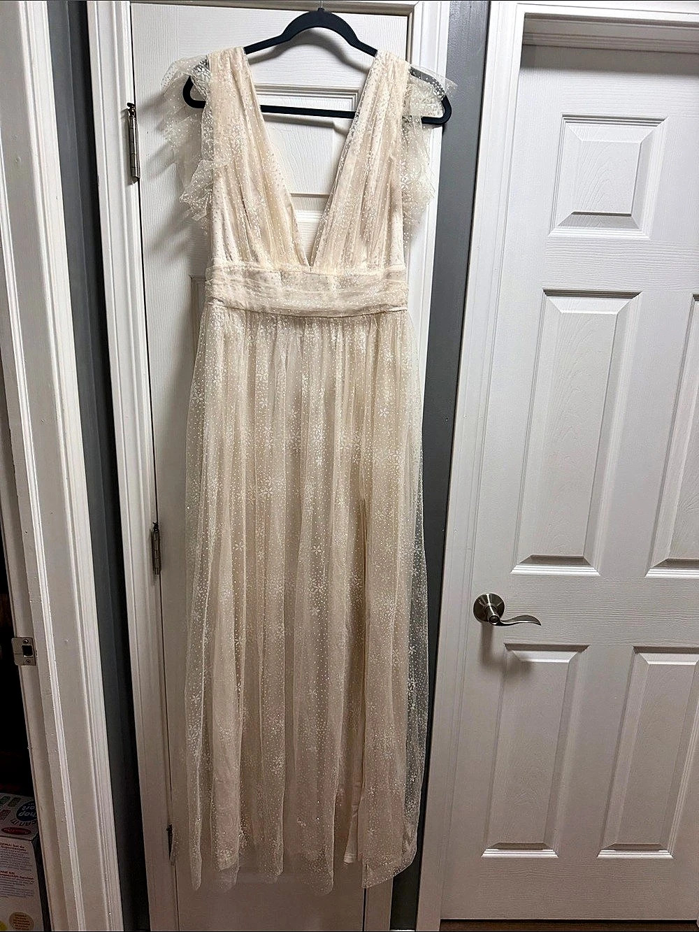 Altar'd State Tulle Maxi Dress in Cream XL NWT
